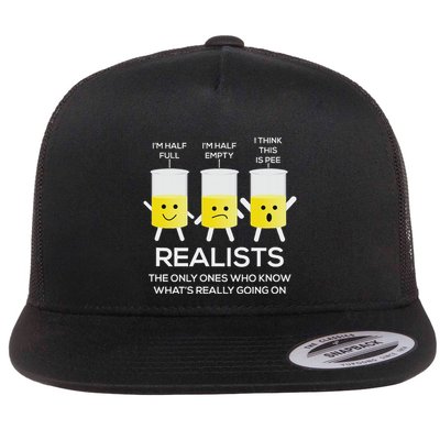 Glass Half Full Half Empty Funny Realists Philosophy Flatbill Hat