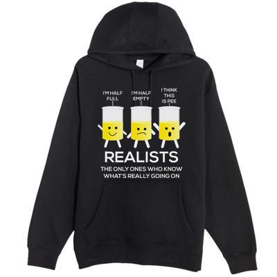 Glass Half Full Half Empty Funny Realists Philosophy Premium Pullover Hoodie