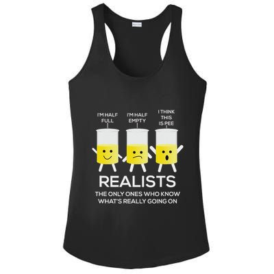 Glass Half Full Half Empty Funny Realists Philosophy Ladies PosiCharge Competitor Racerback Tank
