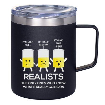 Glass Half Full Half Empty Funny Realists Philosophy 12oz Stainless Steel Coffee Mug