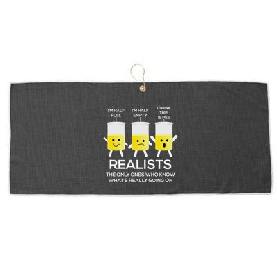 Glass Half Full Half Empty Funny Realists Philosophy Large Microfiber Waffle Golf Towel
