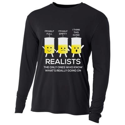Glass Half Full Half Empty Funny Realists Philosophy Cooling Performance Long Sleeve Crew