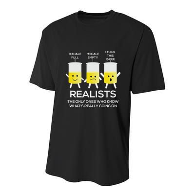 Glass Half Full Half Empty Funny Realists Philosophy Youth Performance Sprint T-Shirt