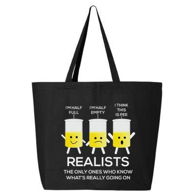 Glass Half Full Half Empty Funny Realists Philosophy 25L Jumbo Tote