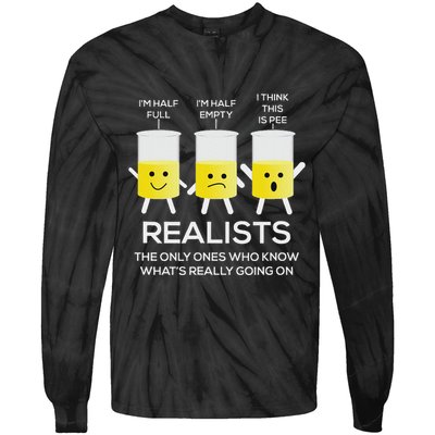 Glass Half Full Half Empty Funny Realists Philosophy Tie-Dye Long Sleeve Shirt