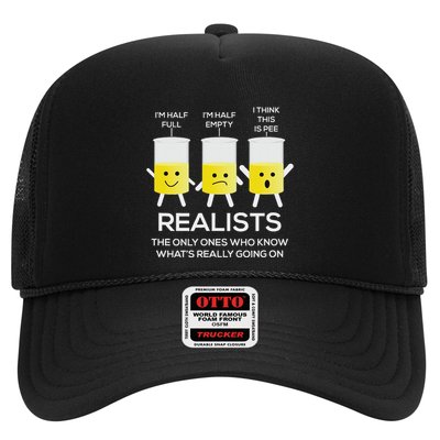 Glass Half Full Half Empty Funny Realists Philosophy Trucker Hat