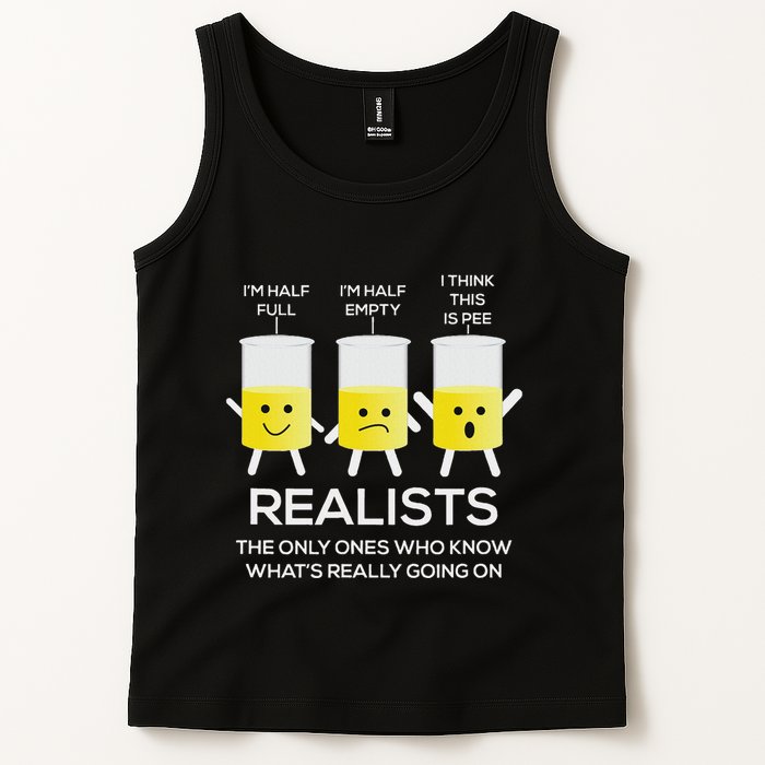 Glass Half Full Half Empty Funny Realists Philosophy Tank Top