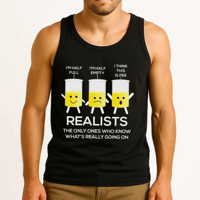 Glass Half Full Half Empty Funny Realists Philosophy Tank Top