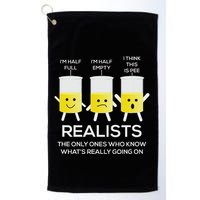 Glass Half Full Half Empty Funny Realists Philosophy Golf Towel
