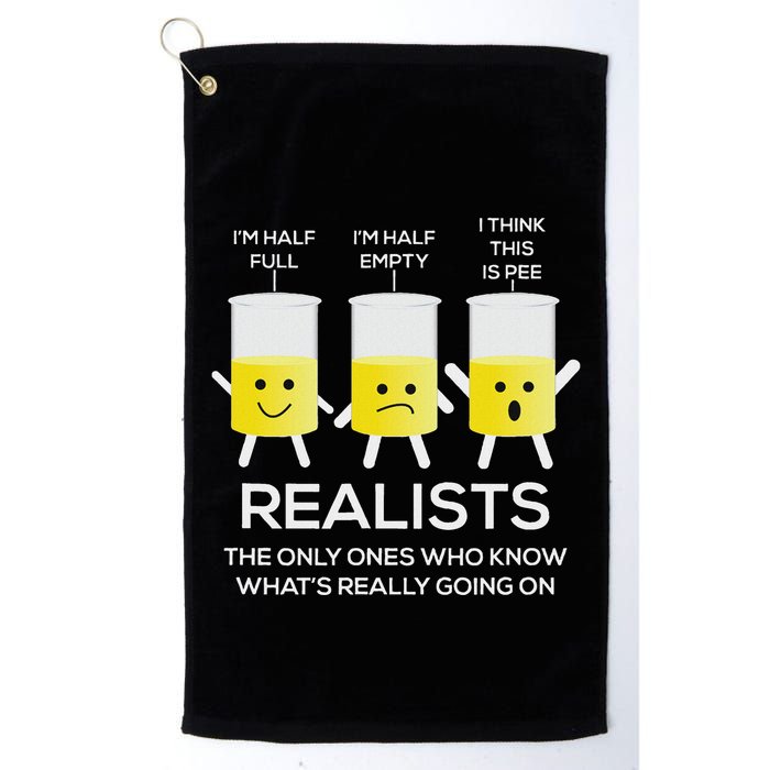 Glass Half Full Half Empty Funny Realists Philosophy Golf Towel