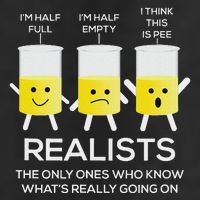 Glass Half Full Half Empty Funny Realists Philosophy Golf Towel