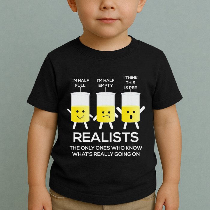 Glass Half Full Half Empty Funny Realists Philosophy Toddler T-Shirt