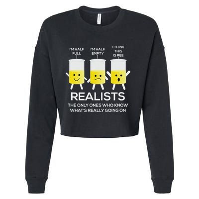 Glass Half Full Half Empty Funny Realists Philosophy Cropped Pullover Crew