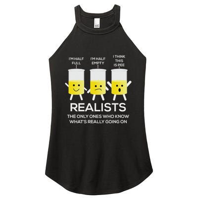 Glass Half Full Half Empty Funny Realists Philosophy Women's Perfect Tri Rocker Tank