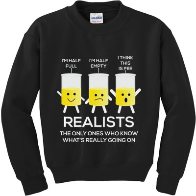 Glass Half Full Half Empty Funny Realists Philosophy Kids Sweatshirt