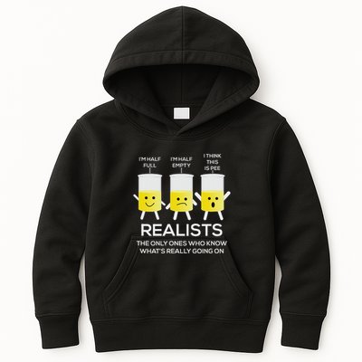 Glass Half Full Half Empty Funny Realists Philosophy Kids Hoodie