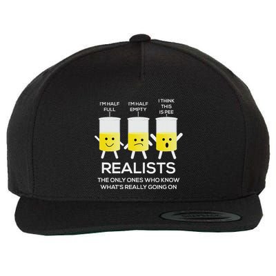 Glass Half Full Half Empty Funny Realists Philosophy Wool Snapback Cap