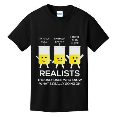 Glass Half Full Half Empty Funny Realists Philosophy Kids T-Shirt