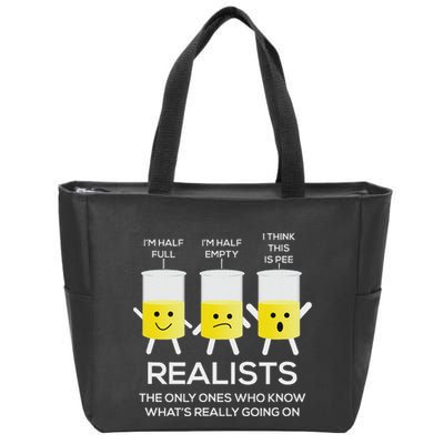 Glass Half Full Half Empty Funny Realists Philosophy Zip Tote Bag