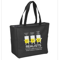 Glass Half Full Half Empty Funny Realists Philosophy Zip Tote Bag