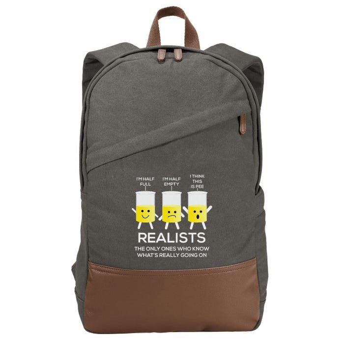Glass Half Full Half Empty Funny Realists Philosophy Cotton Canvas Backpack