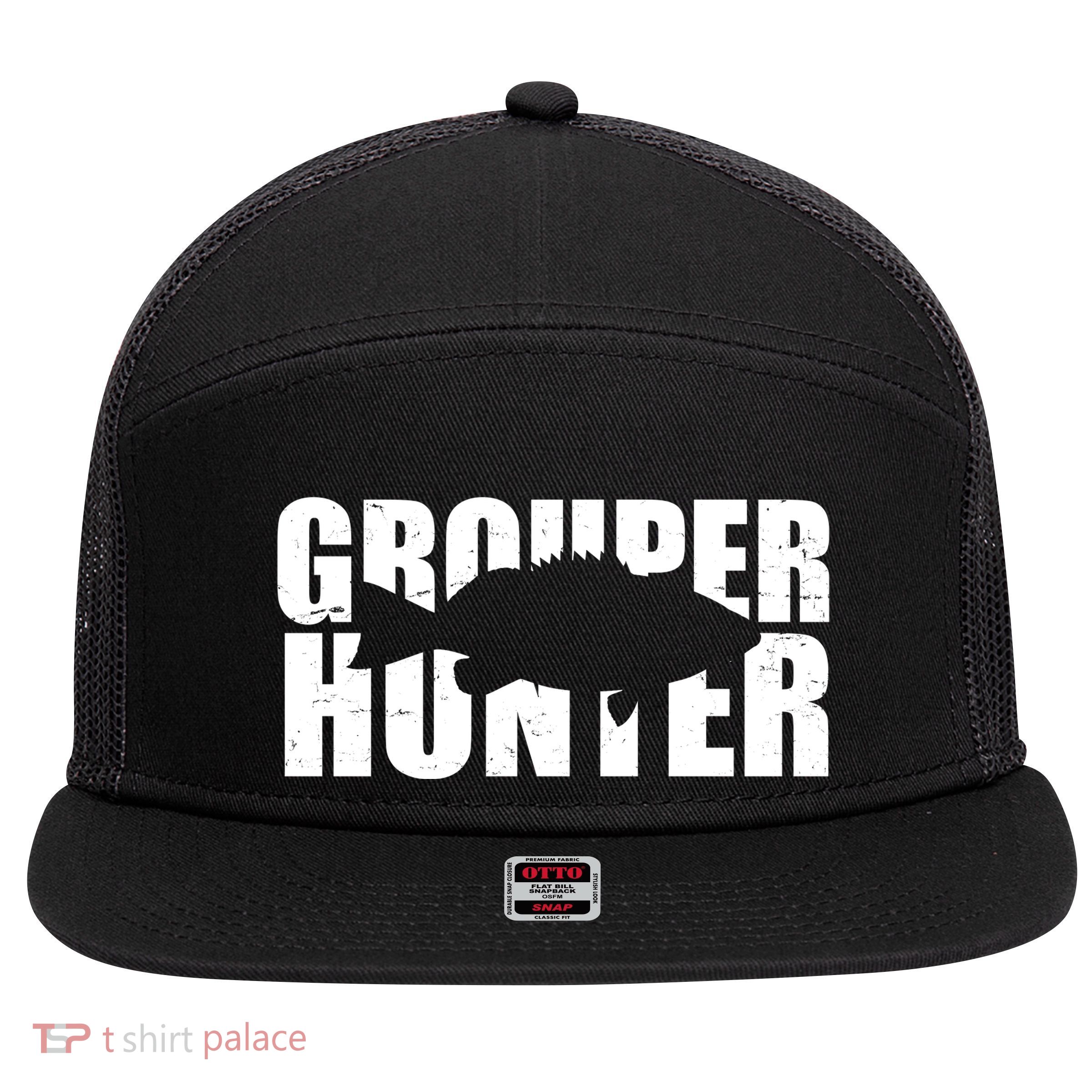 Grouper Hunter Fish 7 Panel Mesh Trucker Snapback Hat