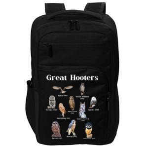 Great Hooter Funny Owl Lover Birding Birdwatcher Dad Joke Funny Gift Impact Tech Backpack