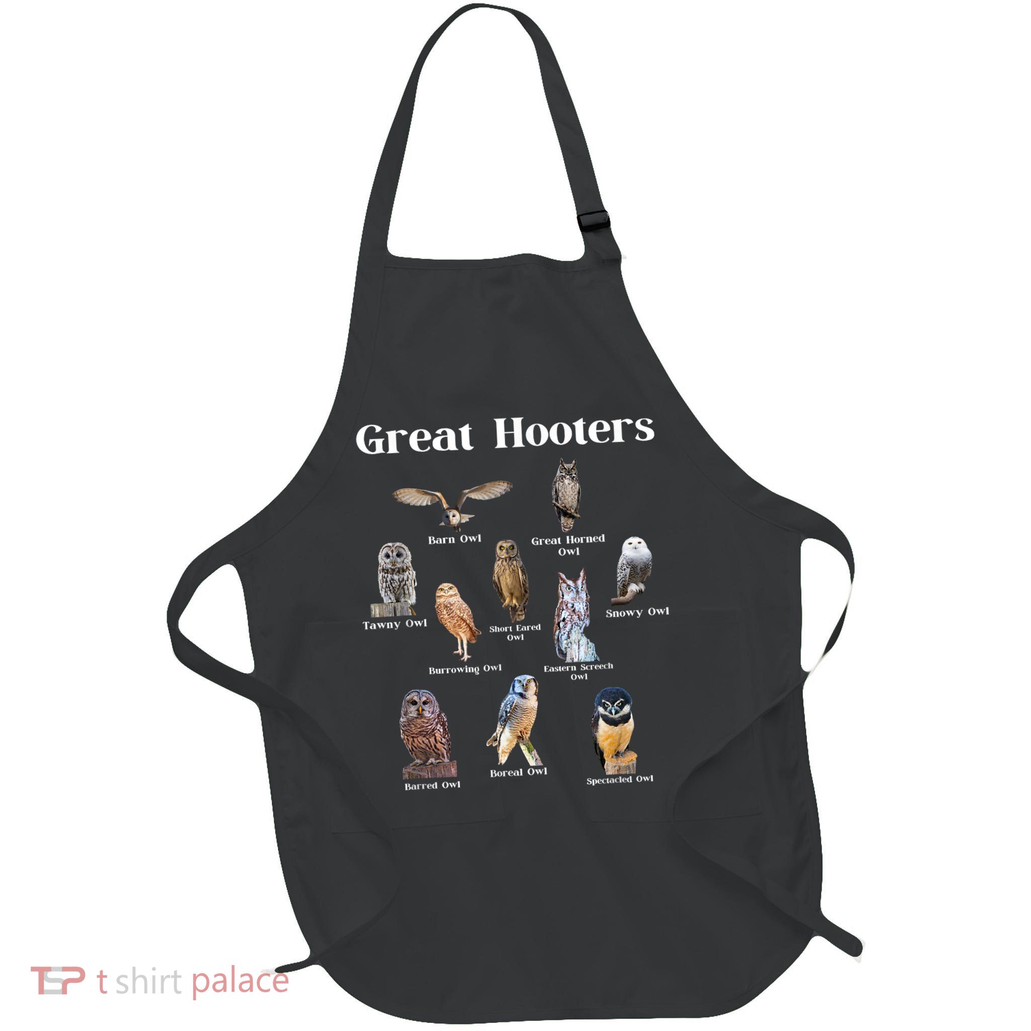 Great Hooter Funny Owl Lover Birding Birdwatcher Dad Joke Full-Length Apron With Pockets