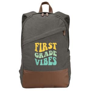 Groovy Happy First Day Of School Teacher Kids Back To School Cotton Canvas Backpack