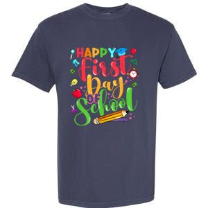 Groovy Happy First Day Of School Teacher Kids Back To School Garment-Dyed Heavyweight T-Shirt