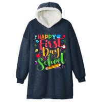 Groovy Happy First Day Of School Teacher Kids Back To School Hooded Wearable Blanket