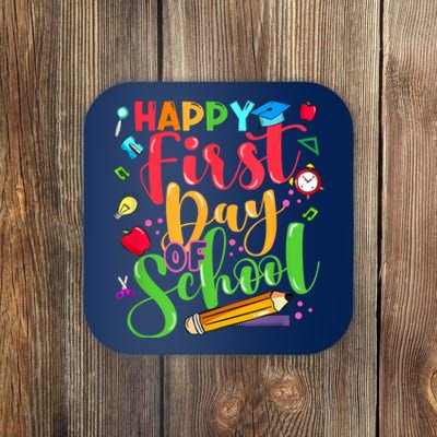 Groovy Happy First Day Of School Teacher Kids Back To School Coaster