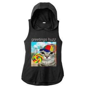 Greetings Huzz Funny Gen Z Gen Alpha Slang Meme Ladies PosiCharge Tri-Blend Wicking Draft Hoodie Tank