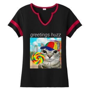 Greetings Huzz Funny Gen Z Gen Alpha Slang Meme Ladies Halftime Notch Neck Tee