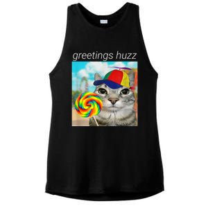 Greetings Huzz Funny Gen Z Gen Alpha Slang Meme Ladies PosiCharge Tri-Blend Wicking Tank