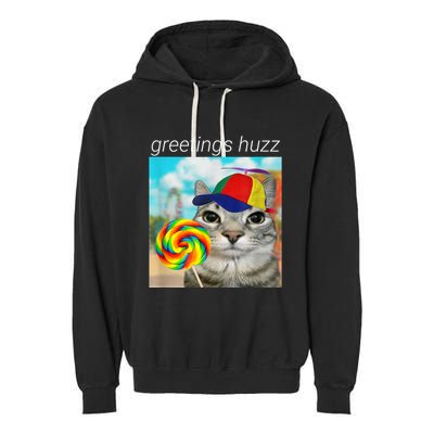 Greetings Huzz Funny Gen Z Gen Alpha Slang Meme Garment-Dyed Fleece Hoodie