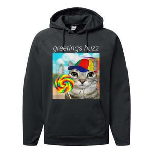 Greetings Huzz Funny Gen Z Gen Alpha Slang Meme Performance Fleece Hoodie