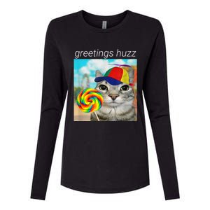 Greetings Huzz Funny Gen Z Gen Alpha Slang Meme Womens Cotton Relaxed Long Sleeve T-Shirt