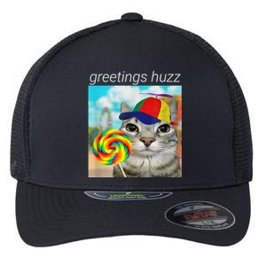 Greetings Huzz Funny Gen Z Gen Alpha Slang Meme Flexfit Unipanel Trucker Cap