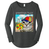 Greetings Huzz Funny Gen Z Gen Alpha Slang Meme Women's Perfect Tri Tunic Long Sleeve Shirt