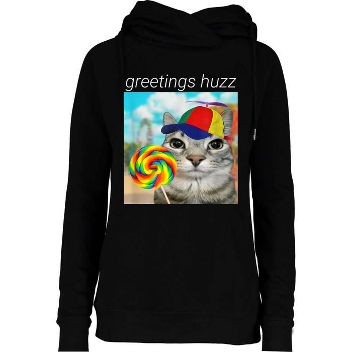 Greetings Huzz Funny Gen Z Gen Alpha Slang Meme Womens Funnel Neck Pullover Hood