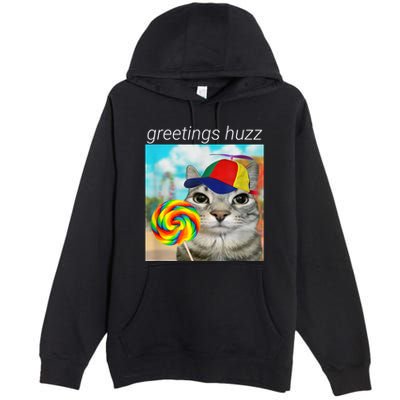 Greetings Huzz Funny Gen Z Gen Alpha Slang Meme Premium Pullover Hoodie