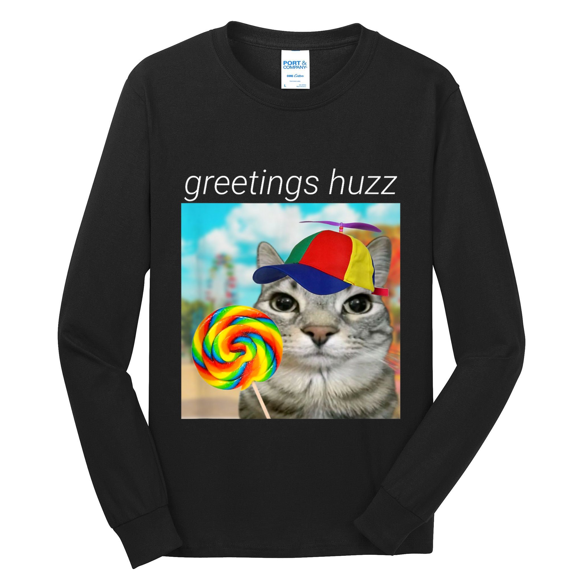 Greetings Huzz Funny Gen Z Gen Alpha Slang Meme Tall Long Sleeve T-Shirt