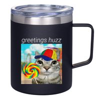 Greetings Huzz Funny Gen Z Gen Alpha Slang Meme 12oz Stainless Steel Coffee Mug