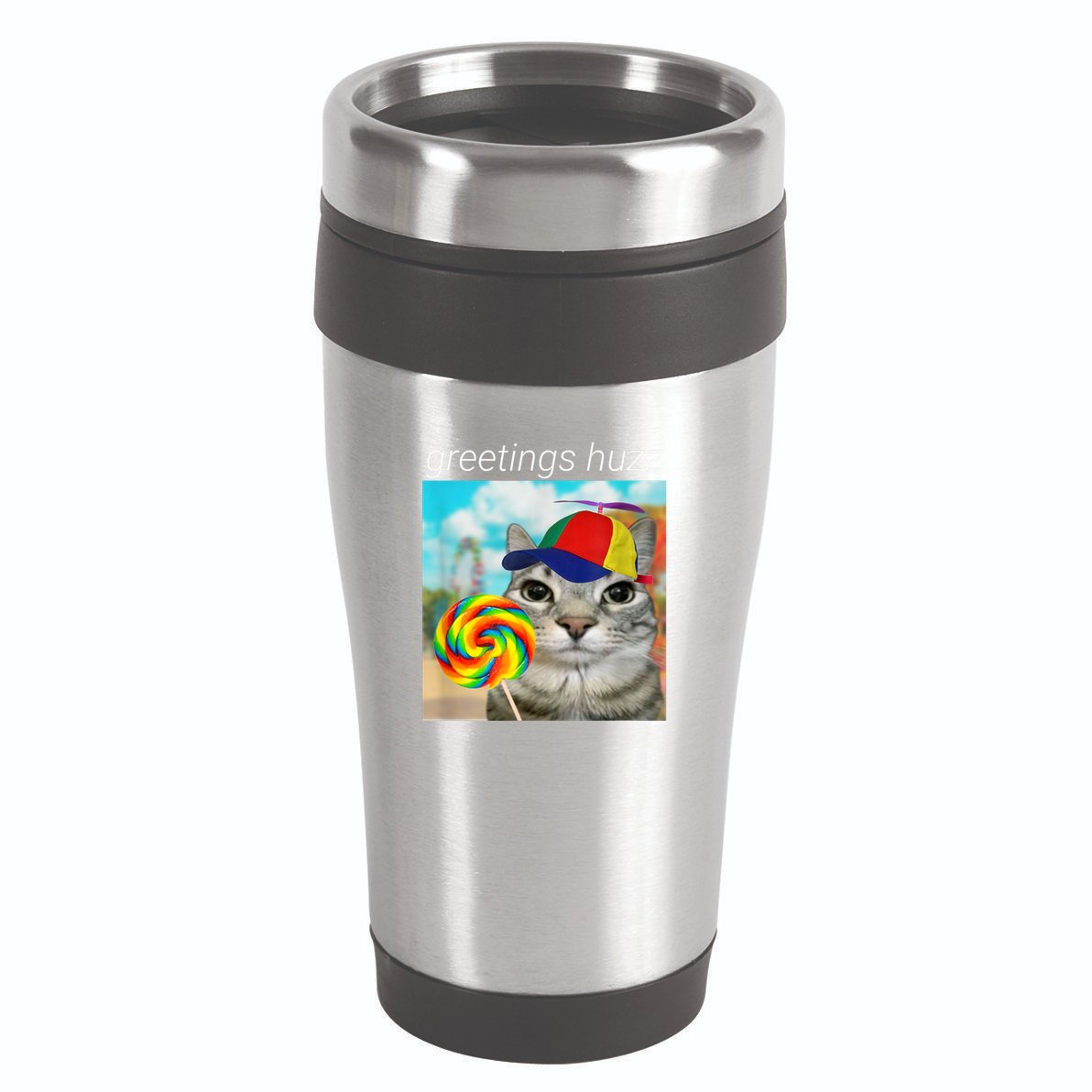 Greetings Huzz Funny Gen Z Gen Alpha Slang Meme 16oz Travel Tumbler
