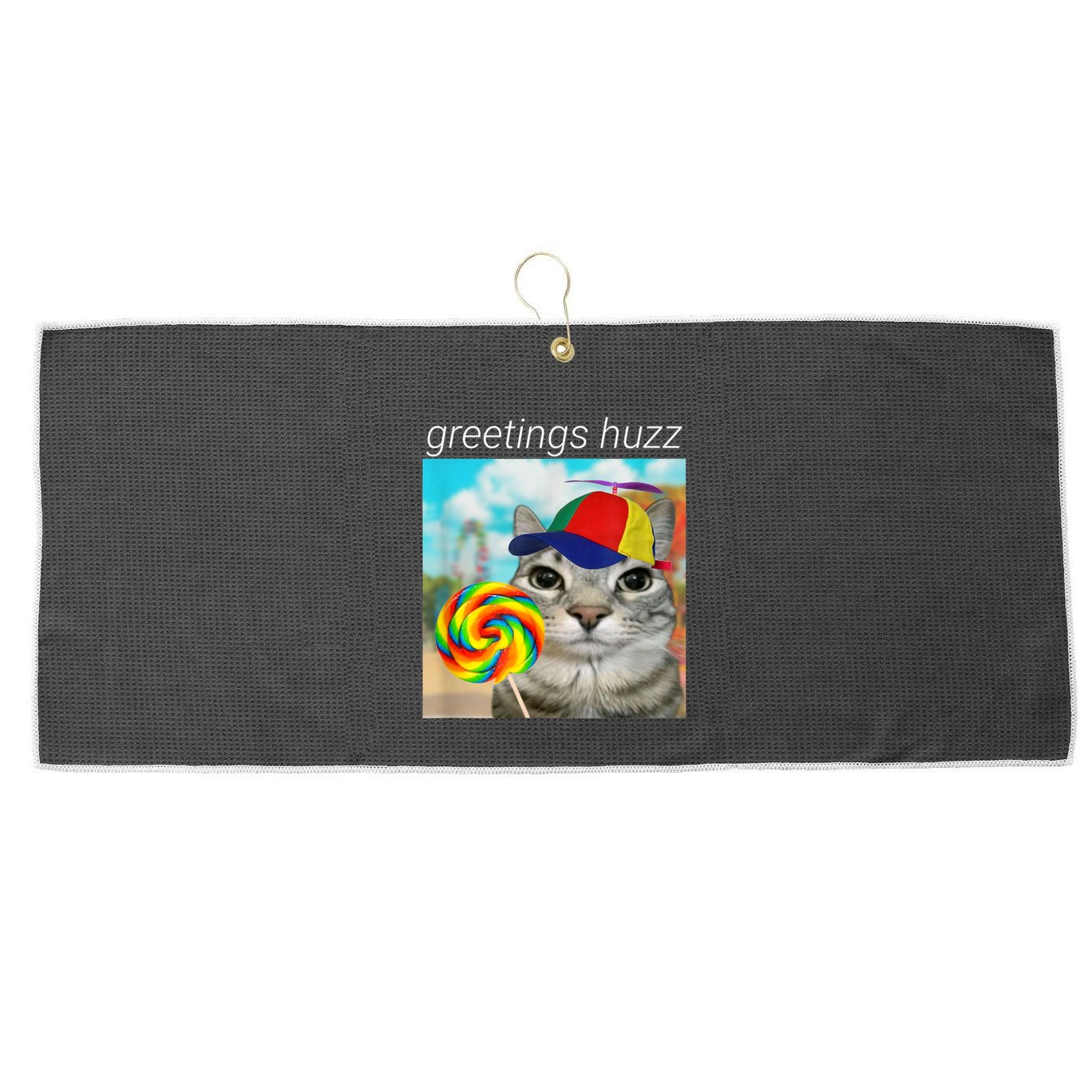 Greetings Huzz Funny Gen Z Gen Alpha Slang Meme Large Microfiber Waffle Golf Towel