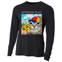 Greetings Huzz Funny Gen Z Gen Alpha Slang Meme Cooling Performance Long Sleeve Crew