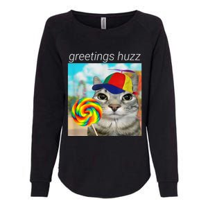 Greetings Huzz Funny Gen Z Gen Alpha Slang Meme Womens California Wash Sweatshirt