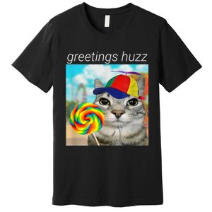 Greetings Huzz Funny Gen Z Gen Alpha Slang Meme Premium T-Shirt