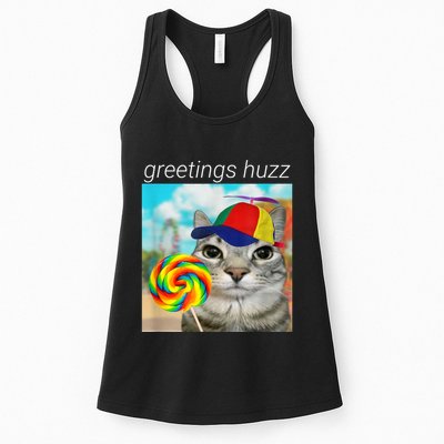 Greetings Huzz Funny Gen Z Gen Alpha Slang Meme Womens Tank Top